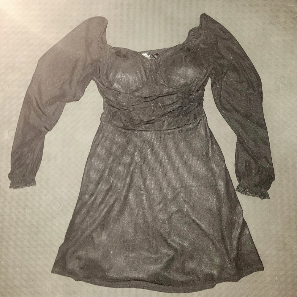 Hot Topic Thorn Fable Black Dress Dark Gothic Mesh Whimsigoth